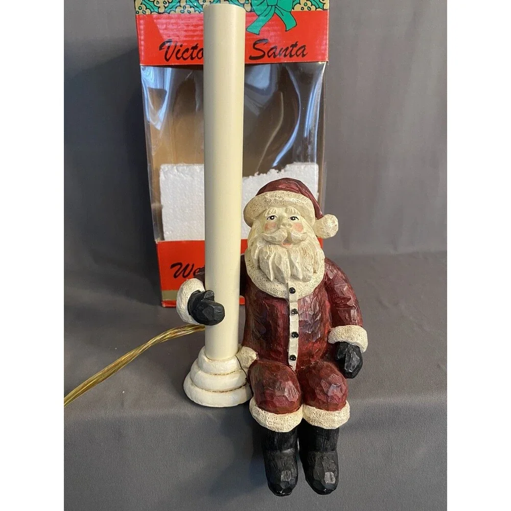 Santa Lamp Candle Light Shelf Sitting Figurine Christmas Old World Cresswell